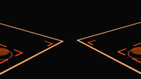 Animation-Von-Orangefarbenen-Zielfernrohren,-Die-Mit-Kopierraum-Auf-Schwarzem-Hintergrund-Scannen