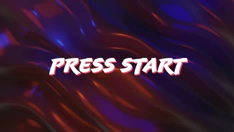 Animation-of-press-start-text-over-colourful-liquid-background