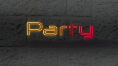 Neon-party-against-grey-brick-wall-in-background