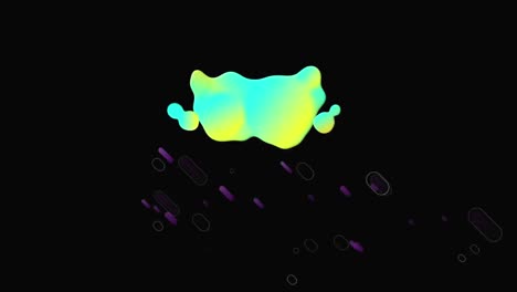 Animation-of-glowing-blob-over-purple-light-trails-on-black-background