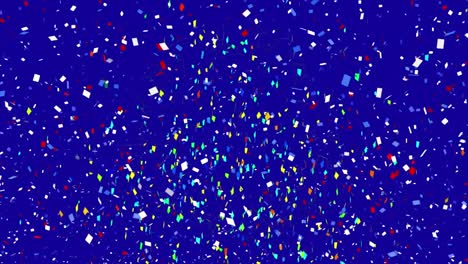 Digital-animation-of-colorful-confetti-falling-against-blue-background