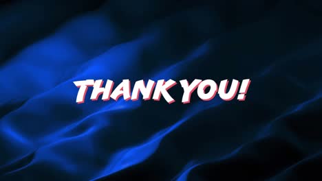 Animation-Eines-Dankestextes-Auf-Blauem,-Flüssigem-Hintergrund