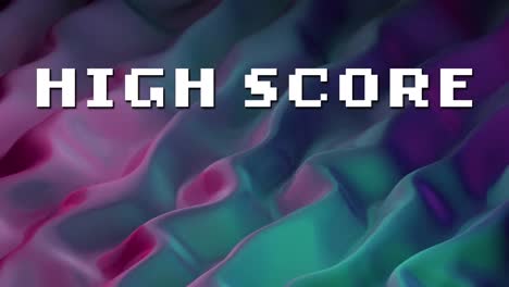 Animation-of-high-score-text-over-colourful-liquid-background