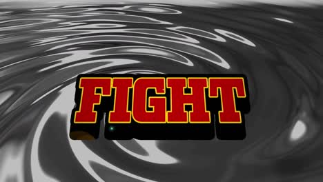 Animation-of-fight-text-over-silver-liquid-background
