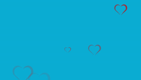 Animation-of-social-media-heart-icons-and-gold-pattern-on-blue-background