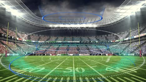 Animation-of-blue-and-white-circles-over-sports-stadium
