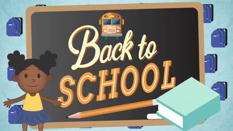 Animation-Von-„Back-To-School“-Texten-An-Bord-über-Symbolen-Für-Schulgegenstände