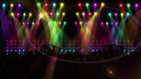Animation-of-people-dancing-in-club-music-venue-with-moving-glowing-spotlights