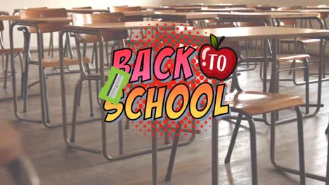 Animation-of-back-to-school-text-over-classroom