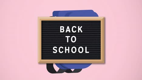 Animation-of-back-to-school-text-on-board-over-school-items