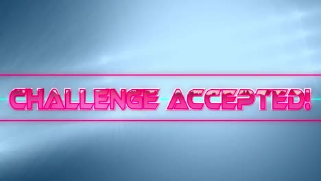 Challenge-accepted-text-over-neon-banner-against-spots-of-light-on-blue-background