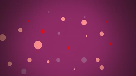 Animation-of-vibrant-colour-dots-moving-over-purple-background
