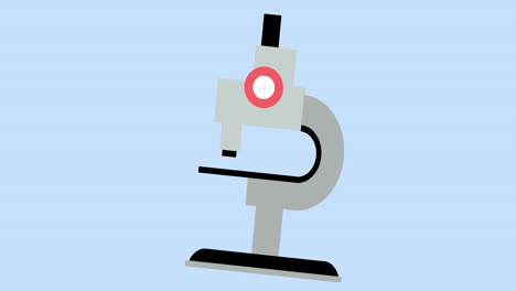 Animation-Des-Mikroskopsymbols,-Das-Sich-Auf-Blauem-Hintergrund-Bewegt