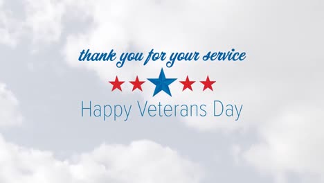 Animation-of-veterans-day-text-over-blue-sky-and-clouds