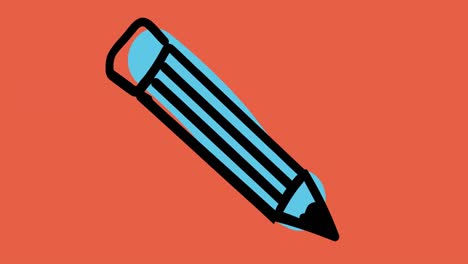 Animation-of-pencil-icon-moving-on-red-background