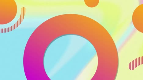 Animation-of-vibrant-colour-circles-over-pastel-coloured-background