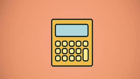 Animation-of-calculator-icon-moving-on-red-background