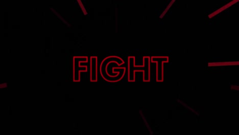 Animation-of-fight-text-over-red-rays-on-black-background