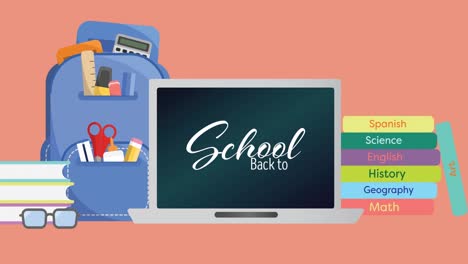 Animation-of-back-to-school-text-on-red-background