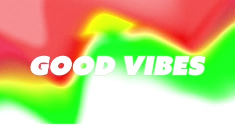 Animation-of-good-vibes-text-glowing-red-and-green-patterned-background