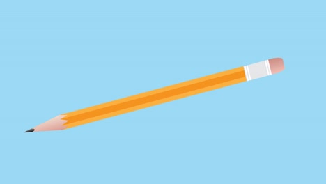 Animation-of-pencil-icon-moving-on-blue-background