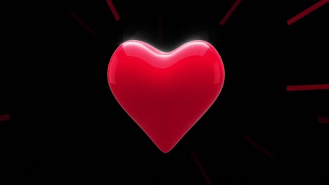 Animation-of-heart-icon-with-red-pulsating-rays-over-black-background