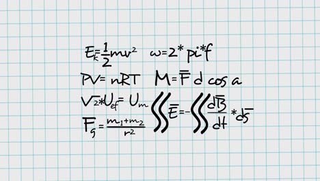 Animation-of-mathematical-equations-moving-on-white-background