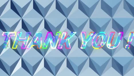 Animation-of-thank-you-text-in-glowing-letters-over-3d-pattern-blue-background