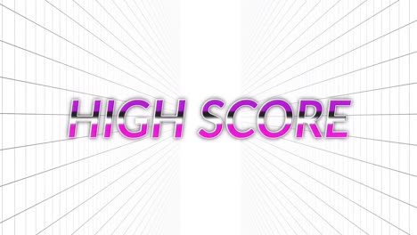 Digital-animation-of-purple-high-score-text-against-grid-network-on-white-background