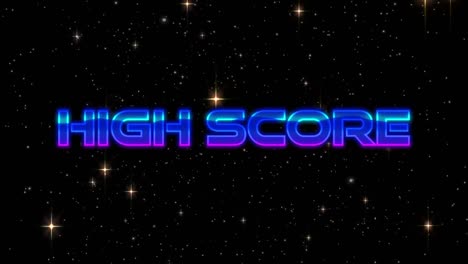 Animation-of-high-score-text-over-snow-and-stars-on-black-background