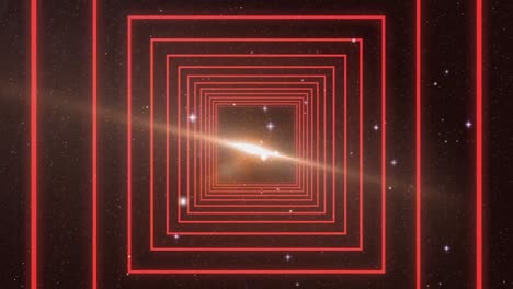 Digital-animation-of-red-square-shapes-in-seamless-motion-against-shining-stars-in-space