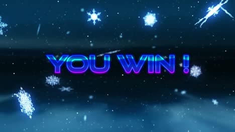 Digital-animation-of-you-win-text-against-snowflakes-falling-on-blue-background