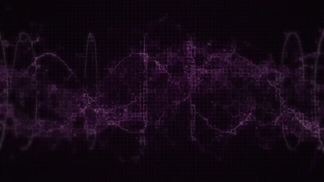 Animation-Eines-DNA-Strangs,-Der-Sich-über-Einem-Violetten-Feuerwerk-Dreht