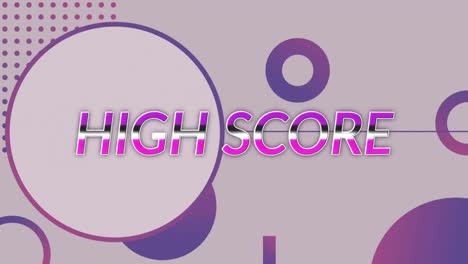 Digital-animation-of-purple-high-score-text-against-abstract-purple-shapes-on-grey-background