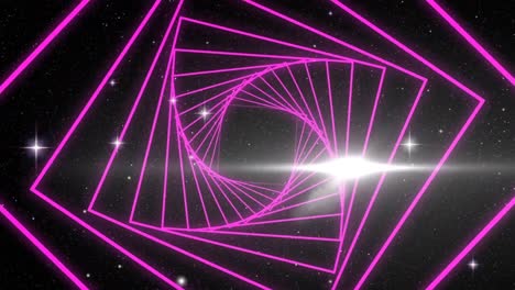 Digitale-Animation-Quadratischer-Formen,-Die-Sich-In-Nahtloser-Bewegung-Vor-Leuchtenden-Sternen-Im-Weltraum-Drehen