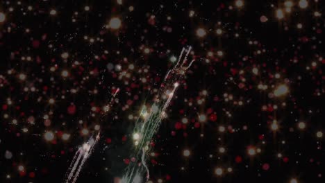 Animation-of-glowing-spots-flying-and-fireworks-exploding