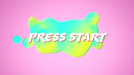Animation-of-press-start-text-over-pink-background