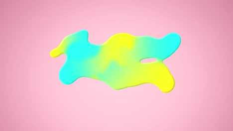 Animation-of-yellow-and-blue-stain-over-pink-background