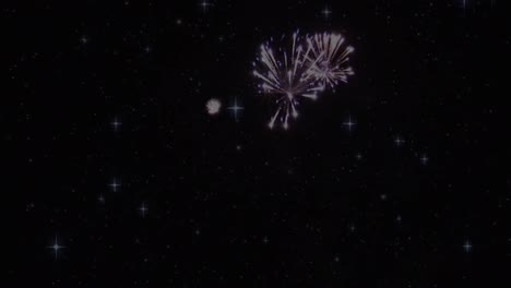 Animation-of-fireworks-and-stars-on-black-background