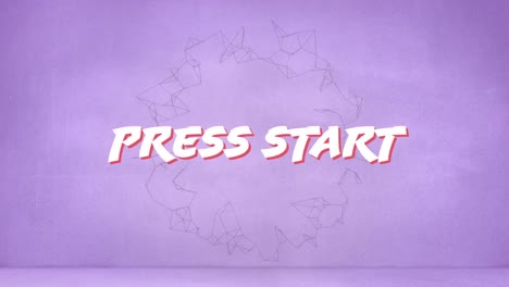 Animation-of-press-start-text-over-purple-background