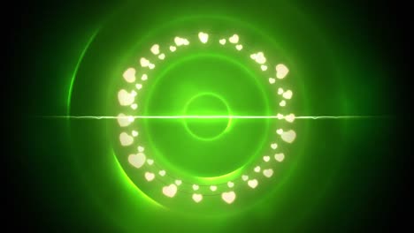 Animation-of-christmas-decoration-fairy-lights-with-copy-space-over-green-circles