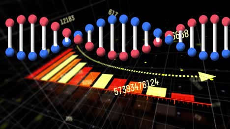 Animations-DNA-Strang-über-Datenverarbeitung-Und-Raster
