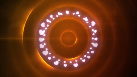 Animation-of-christmas-decoration-fairy-lights-with-copy-space-over-orange-circles