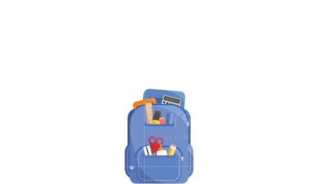 Digital-animation-of-multiple-school-concept-icons-flying-inside-school-bag-icon-on-white-background