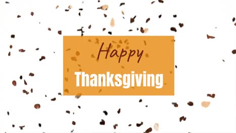 Animation-of-happy-thanksgiving-text-on-orange-banner-over-falling-leaves