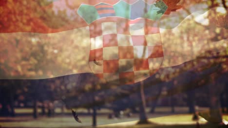 Animation-of-flag-of-croatia-and-leaves-falling