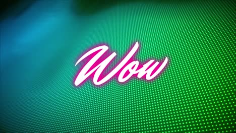 Animation-of-wow-text-over-blue-and-green-background