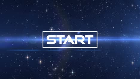 Animation-of-start-text-over-blue-lights-and-stars-on-black-background
