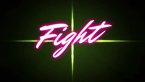 Animation-of-fight-text-over-green-lights-on-black-background