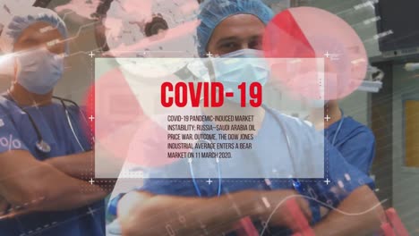 Animation-of-covid-19-text-over-surgeons-in-face-masks